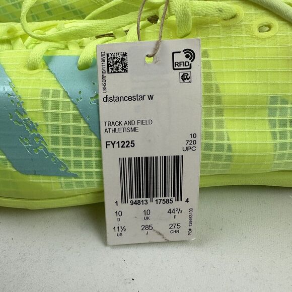 NEW Adidas Distancestar Women’s Running Shoes Track & Field Solar Yellow 11.5 - Picture 3 of 11